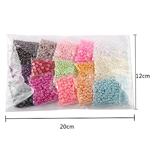 4500pcs 5mm Half Round Pearl Beads Mixed 15 Colors Cabochon Flatback Gem DIY Scrapbooking Shoes Phone Nail Art Making Crafts Material - size: 5mm 4500pcs
