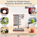 Mkono Wooden Baseball Drip Necklace Organizer Holder, Championship Ring Display Holder, Softball Ring Holder Baseball Gifts for Boy Team Player Men Home Bedroom Decor