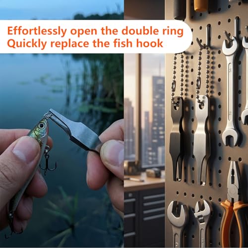 2 PCS Mini Split Ring Opener Tool, Stainless Steel Fishing Pliers for Small Rings, Quick Split Ring Plier for Lure Tuning, Keychain Organization and Jewelry Beading Repair, Portable