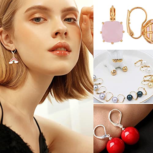 Beebeecraft 1 Box 20Pcs Leverback Earring Findings 18K Gold Plated French Earring Hooks 15.6x10mm Ear Wire Clip Earring Connector with 20Pcs Open Jump Rings for Jewelry Making - color: Gold Leverback Earring