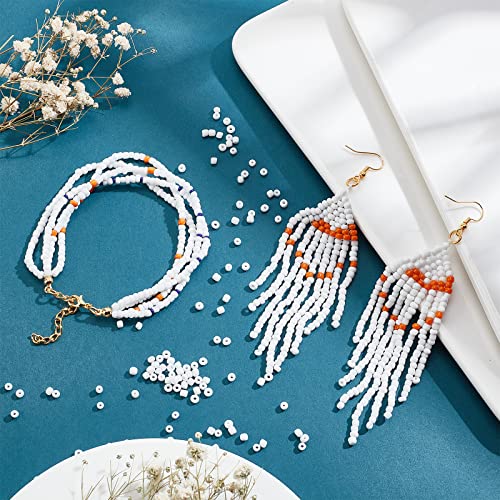 PH PandaHall White Seed Beads, 2000 Pcs 3mm 8/0 Glass Seed Beads Round Small Pony Bead Waist Beads Mini Spacer Beads for Earring Bracelet Necklace Anklet Jewelry DIY Craft Making - color: White-2000 Pcs