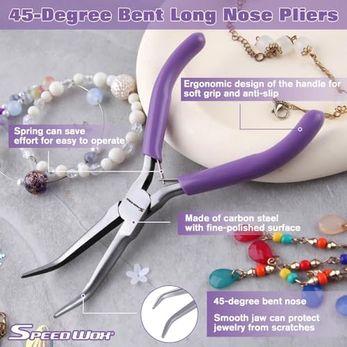 SPEEDWOX Bent Needle Nose Pliers With Smooth Jaw, 45 Degree Bent Long Nose Pliers, Hook & Needle Remover, Jewelry Making, Bending Wire & Small Object Gripping - style: Bent Needle Nose Pliers with Smooth Jaw