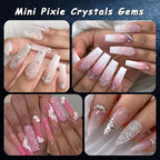 Tiny Nail Rhinestones 1.5mm Clear AB Mini Pixie Crystals Gems, 0.6-0.8mm Iridescent Micro Caviar Beads Sugar Glitter Beads Dust Charms for Nail Art Design DIY Crafts Accessories - color: Clear AB Mini