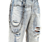 Layered Punk Pants Chain for Men Women, Gothic Hip Hop Jean Chain Wallet Chain Biker Trouser Chain, Goth Emo Fashion Keychain Accessories - color: 2L-Black Barbed