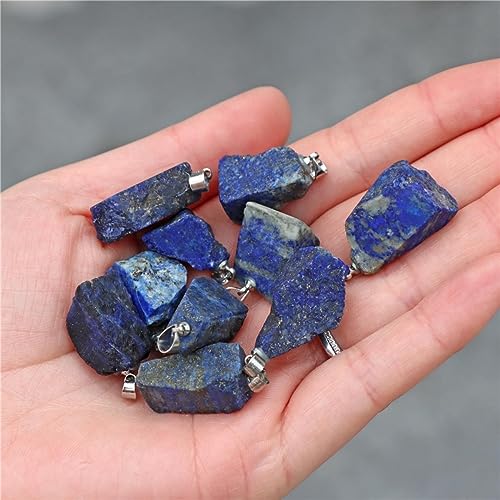 10pcs Irregular Raw Natural Lapis Lazuli Rock Stone Pendant Healing Crystal Chakra Gemstone Charm for Jewelry Making DIY Necklace Earrings Accessories Reiki - color: Lapis Lazuli