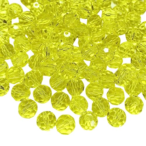 Jmassyang 100 Pieces 8mm Faceted Round Crystal Glass Beads Spacer Beads for Jewelry Making, Bracelets Necklaces Earrings Wind Chimes Suncatchers (LemonYellow, 8mm) - color: LemonYellow, size: 8mm