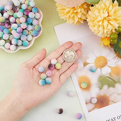 SUNNYCLUE 160Pcs Bubblegum Beads 12mm Berry Beads Acrylic Crystal Imitation Pearl Beaded Gradient Rondelle Spacer Large Loose Bead for Jewelry Making Beading Kit Bracelets Dream Rainbow Color - color: 160pcs 12mm Berry Beads