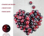 100Pcs 10mm Crackle Glass Beads for Jewelry Making - Round Spacer Crystal Beads Bulk, DIY Craft Supplies for Necklace Bracelet Earrings (Red Black) - color: Red Black