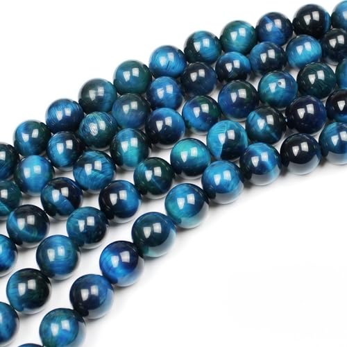 MJDCB Stone Beads 12mm 30pcs Round Sky Blue Tiger's Eye Loose Gemstone Bead Charms for Jewelry Making Bracelet Necklace Earring Pendant - color: Sky Blue Tiger's Eye, size: 12mm