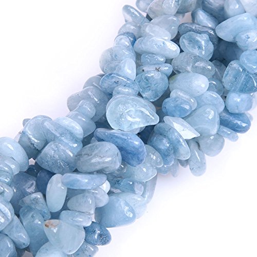 GEM-Inside Aquamarine 7-8MM Natural Chips Beads Strand Gemstone Beads Energy Stone Power for Jewelry Making 34 Inches - color: Aquamarine