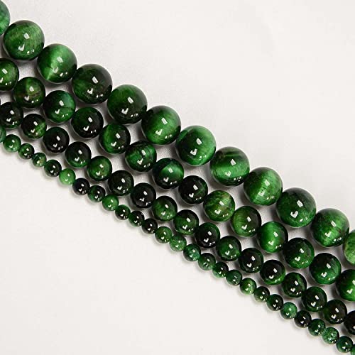 NCB 100pcs Original Natural Stone Beads Gemstone Round Loose Beads 6mm 8mm 10mm (Green Tiger's Eye, 6mm 100Beads) - color: Green Tiger's Eye, size: 6mm 100beads