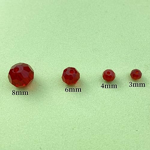 400pcs 4mm Round Crystal Glass Beads Round Faceted Spacer Beads for Jewelry Making Bracelet Earring Necklace Wind Chimes Suncatchers DIY Craft Making Supplies(Red Series) - color: Red Series, size: 4mm