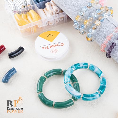 RP Remarkable Power, 133 Pack Acrylic Chunky Tube Beads Bamboo Tube Bead Curved Noodle Beads with Elastic Strings for DIY Bracelet Jewelry Making