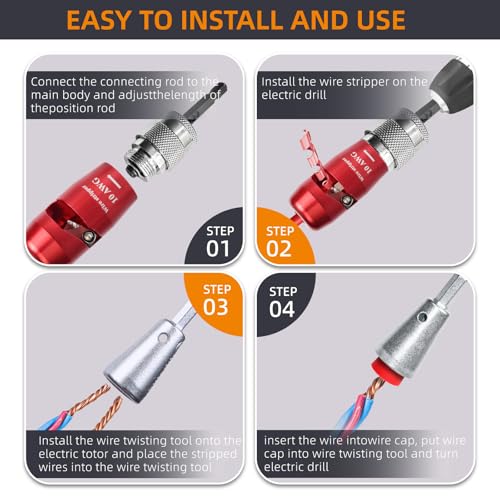 ANGELSWORD 6 AWG Wire Stripper for Drill, Wire Stripping Tool, Professional Electrician Tool, The Perfect Companion for Power Drill - size: 6 AWG