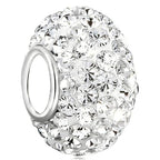 925 Sterling Silver Sparkle Simulated Birthstone Charms - Large Hole Rhinestone Pave Spacer Bead, Synthetic Crystal Accent for Bracelets & Necklaces, Lovely Mother-Daughter Gift