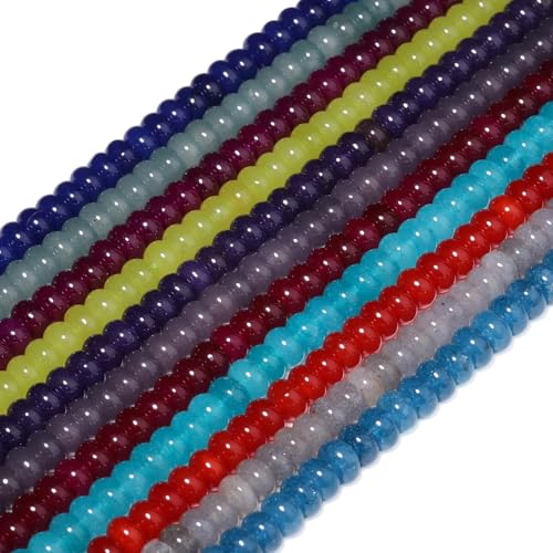Songxi 5x8mm Natural Deep Purple Chalcedony Stone Rondelle Beads, 75PCS Spacer Round Loose Abacus Beads for Jewelry Making, Gemstone for Bracelet Necklace Earrings, Arts and Crafts - color: Deep Purple Chalcedony
