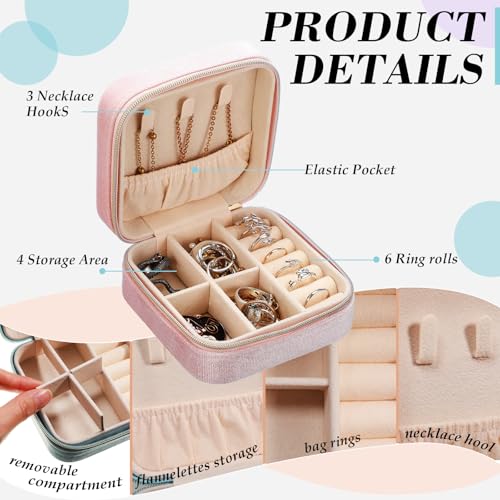 Kenning 12 Pcs Small Velvet Travel Jewelry Box Mini Jewelry Case Portable Organizer Pouch Bridesmaid Proposal Gift for Women(Square) - style: Square