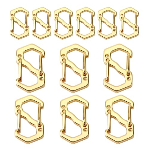 12 Pcs Double Opening Necklace Bracelet Shortener, Lobster Jewelry Clasp and Closures Gold and Silver Clip Connectors for Jewelry Making Bracelets Connector Clips (Gold 12pcs) - color: Gold 12pcs