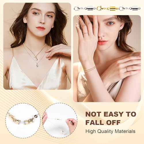 Magnetic Necklace Clasps and Closures, 18K Gold and Silver Jewelry Clasps and Closures with Lobster Clasp, Exquisite Necklace Extenders for Women and Seniors. Ideal for DIY Jewelry Making.