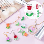 PAGOW 320PCS Tulip Flower Beads Glass Translucent Bracelet Beads Colorful Handcrafted Crystal Loose Glass Beads for Spring Summer DIY Jewelry Making Gifts - color: Tulip-320pcs Bright Colors