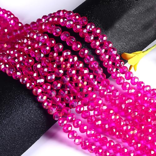 513Pcs Glass Crystal Beads for Jewelry Making, 6MM AB Briolette Faceted Crystal, Bulk for Bracelets, Glass Spacer Beads for Crafts, Necklace, Wine Charms, Suncatchers, Rosered AB - color: Rosered AB, size: 6mm