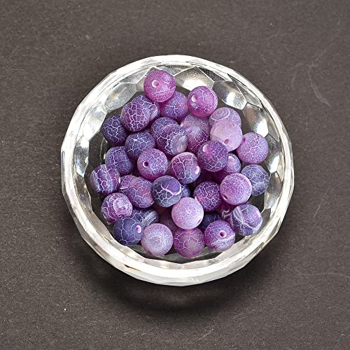 6mm Froasted Purple Agate Round Natural Gematone Loose Beads for Jewelry Making DIY 1 Strand 15" - color: Purple Froasted Agate, size: 6mm