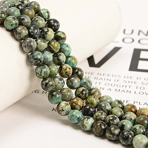 NCB 100pcs Original Natural Stone Beads Gemstone Round Loose Beads 6mm 8mm 10mm (African Turquoise, 6mm 100Beads) - color: African Turquoise, size: 6mm 100beads