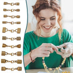 PH PandaHall 10 Styles Tibetan End Caps, 20 Sets Leather Cord End Caps Alloy Tube Barrel End Tip with Lobster Clasp Rope End Caps with Ring Connector for Necklaces Bracelet Jewelry Making