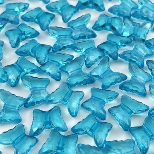 200pcs 12x15mm Acrylic Butterfly Beads Assorted Clear Spacer Beads Loose Butterfly Shaped Beads with Hole for Earring Necklace Bracelet Lanyard Jewelry DIY Craft Making(Deep Lake Blue) - color: Deep Lake Blue, size: 12x15mm