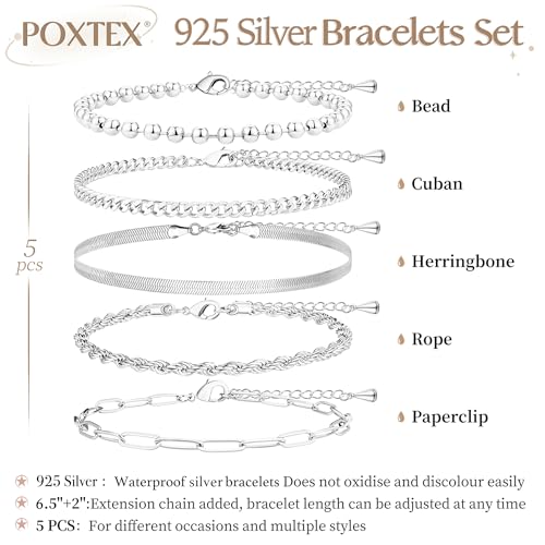 Gold Bracelets Set for Women Stack, Chunky Thick Bracelets Stack for Women Trendy, Simple Dainty Thin Gold Plated Cuff Stackable Bracelets With Beaded Cuban Paperclip Snake Rope Bangle Hand Chain Jewelry - style: Style 05-silver
