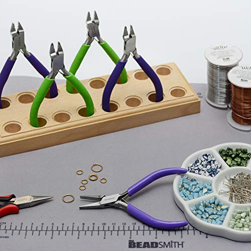 The Beadsmith Flat Nose Pliers – 4.5 inches (114mm) – Purple Vinyl Grip Handle with Double Leaf Springs – Jewelry Making Tool for Creating Bracelets, Earrings and Necklaces