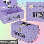 Hello Kitty Sanrio Kuromi Musical Jewelry Box for Girls Teens Women Kawaii Wind Up Music Box Jewelry Organizer Ring Holder Gifts for Women (Purple Kuromi) - style: Purple Kuromi