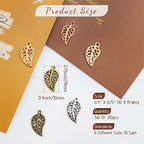JIALEEY 210PCS Hollow Filigree Leaves Charms Pendants Craft Supplies for Necklace Bracelet Jewelry Making, Mixed 6 Color