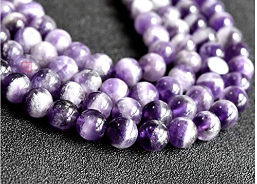 ABCGEMS Minas-Gerais Chevron Banded Amethyst Beads from Brazil (Ethically-Sourced from the Minas Gerais State, Particularly in Regions Like Minas Novas & Araçuaí) Smooth Round 10mm - color: Purple Chevron Amethyst (From Brazil)