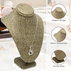 Novel Box Burlap Stand Jewelry Necklace Display 5.5x3x7.5 Inches - Freestanding Travel Necklace Holder Stand - Necklace Mannequin Organizer Stands - Necklace Displays Small - color: Burlap, size: Small