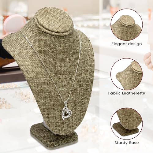 Novel Box Burlap Stand Jewelry Necklace Display 5.5x3x7.5 Inches - Freestanding Travel Necklace Holder Stand - Necklace Mannequin Organizer Stands - Necklace Displays Small - color: Burlap, size: Small