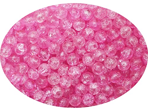 1050pcs Pink Crackle Glass Beads Handcrafted Round Lampwork Smooth Loose Beads for Bracelet & DIY Jewelry Making 6mm - color: pink#03, size: 6mm