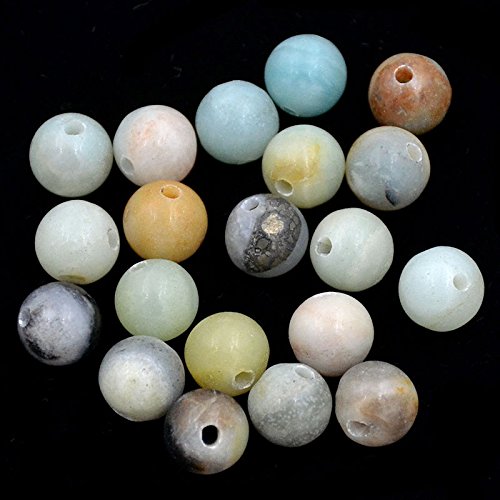 AD Beads Natural Gemstone 10mm Round Loose Beads Big Hole 2mm Sized 30pcs (Colorful Amazonite) - color: Colorful Amazonite