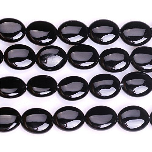 JOE FOREMAN 8x10mm Black Agate Semi Precious Gemstone Oval Loose Beads for Jewelry Making DIY Handmade Craft Supplies 15" - color: 8x10mm/oval black agate