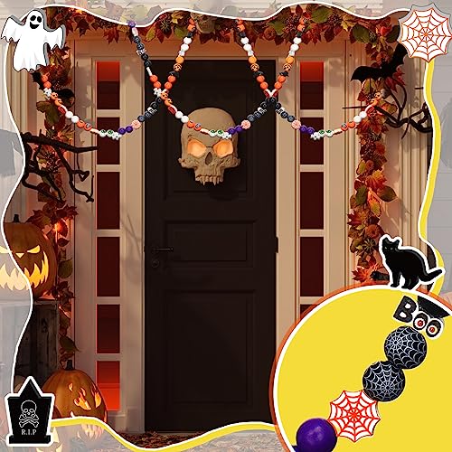 Tradder 200 Pieces Halloween Wood Beads Purple Orange Pumpkin Spider Black Cat Beads Craft for Halloween Home Decoration Jewelry Making DIY - style: Halloween
