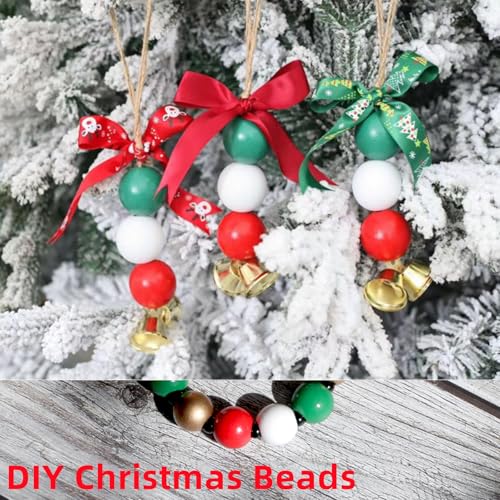 240Pcs Christmas Wood Beads 16mm for Craft Large Hole:6mm (Mix) - color: Christmas Wood Beads