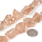 Champagne Coated Clear Quartz Crystal Nugget Raw Graduated Beads Strand 2mm Hole Drilled - color: Champagne Coated Clear Quartz