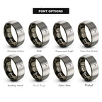 Chain Tool Ring - Gift for Cyclist - 8mm - Band - Gunmetal Black Silver - Personalized Custom Engraving - Men Women - Anniversary Engagement Wedding - Tungsten Carbide - Flat Dome Bevel - color: 05 - Gunmetal Grey Tungsten