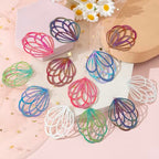 Dazzling Colorful Filigree Charms Hollow Out Multicolor Geometric Filigree Pendants for DIY Jewelry Making Earrings Necklaces Components - color: Flower-1