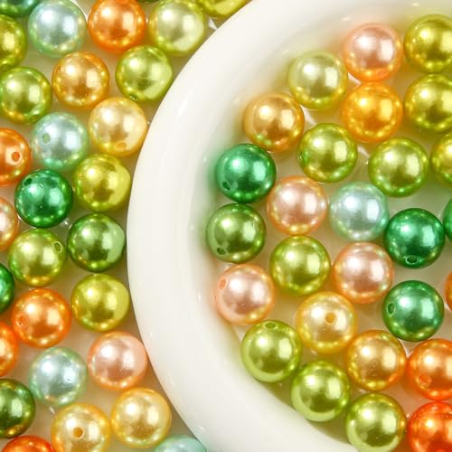 100pcs Color Pearl Beads Chunk Bubblegum Bead 20mm Pen Ball Beads for Pen Bag Jewelry Making Necklace Bracelets(Green&Yellow) - color: green&yellow