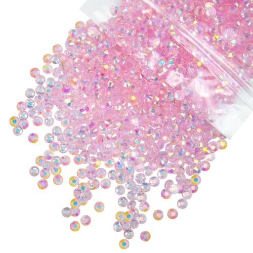 qiipii 1550PCS 5mm Transparent Pink AB Resin Rhinestones Clear Light Pink AB Flatback Jelly Stones Bulk SS20 No-Hotfix Diamonds Gems Charms for Nails Face Eyes Makeup Tumblers Bottles DIY Crafts Decor - color: Transparent Light Pink Ab, size: 5mm Bulk