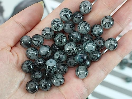 500PCS 10mm Black Glass Beads for Jewelry Making,Round Smooth Beads, Bracelet Space Loose Beads for Jewelry Making Earring, Necklaces, DIY Crafts & Gifts #362 - size: 10mm Black #362