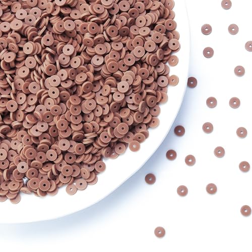 Brown Polymer Clay Beads, 6mm Heishi Bead for Jewelry Bracelets Necklace Making 1000PCS - color: Brown