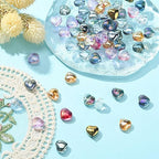 UR URlifehall 100 Pcs Heart Electroplate Transparent Glass Beads with Glitter Gold Colorful Heart Shaped Glass Beads for Keychain Jewelry Making - color: 100Pcs-10x10x5mm-heart glass beads