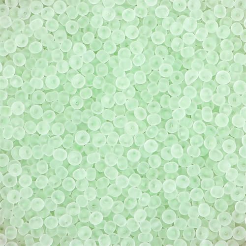 Light Green Pony Beads, Small Crafts Beads Glass Seed Beads for Craft, 2mm Colorful Loose Seed Beads for Bracelet Key Chain DIY Projects, and Hair Decor, (2 Pack) - color: Light Green